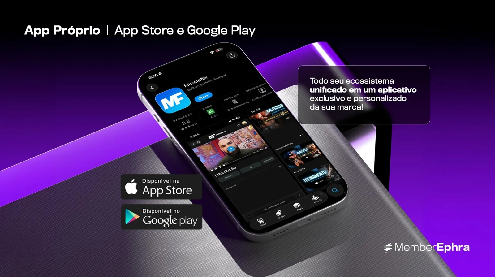 App próprio MemberEphra nas lojas iOS e Android