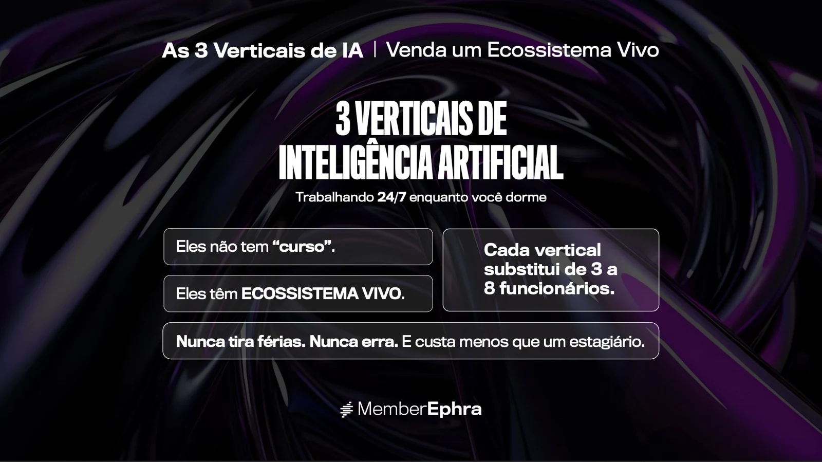 As 3 Verticais de IA — Ecossistema Vivo MemberEphra